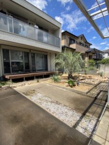 桶川市内　ココスヤシ植栽　ドライガーデン